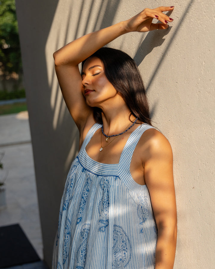 Kaya Maxi Sundress in Dusty Blue - Dilli Grey