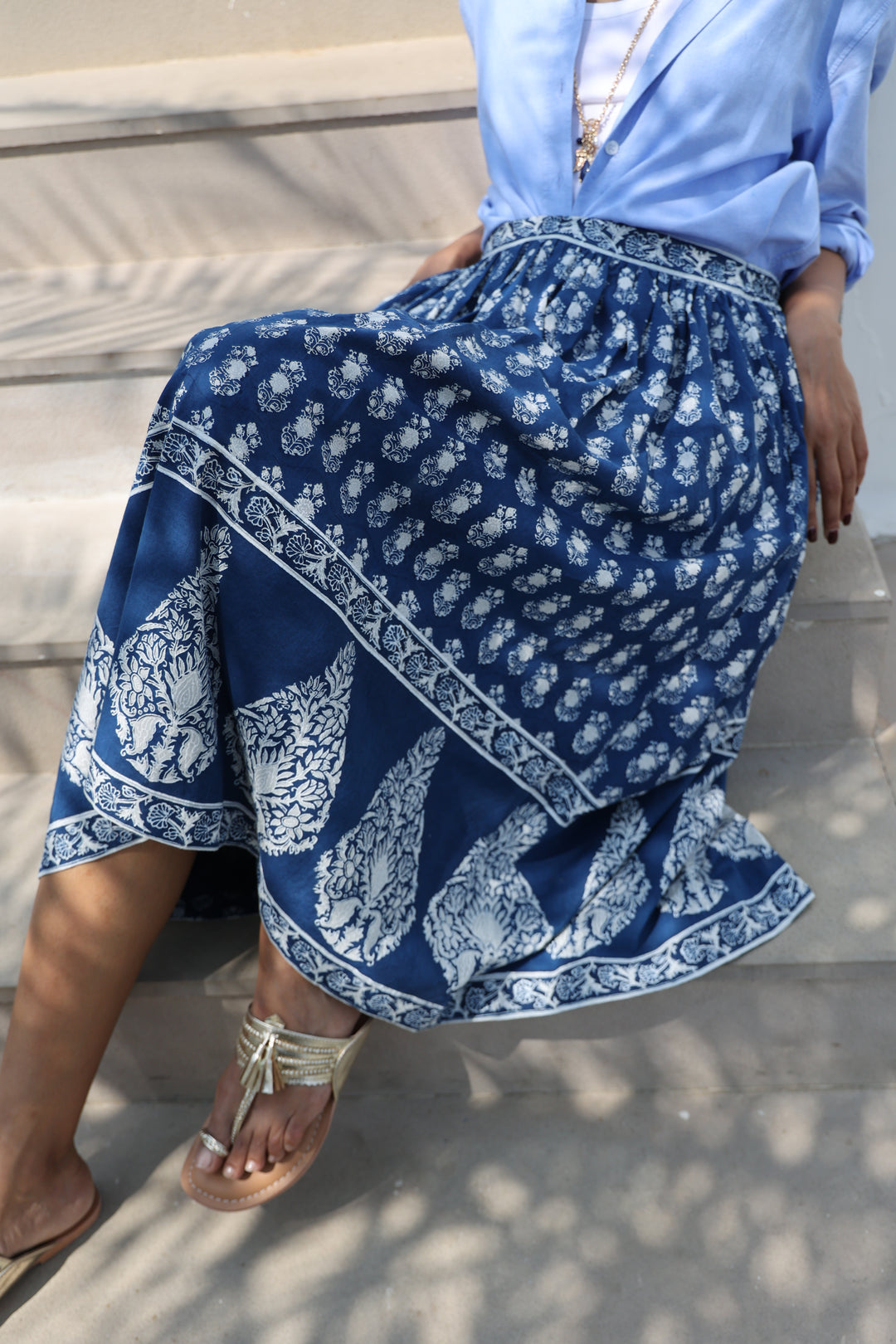 Suri Border Midi Skirt in Midnight - Dilli Grey