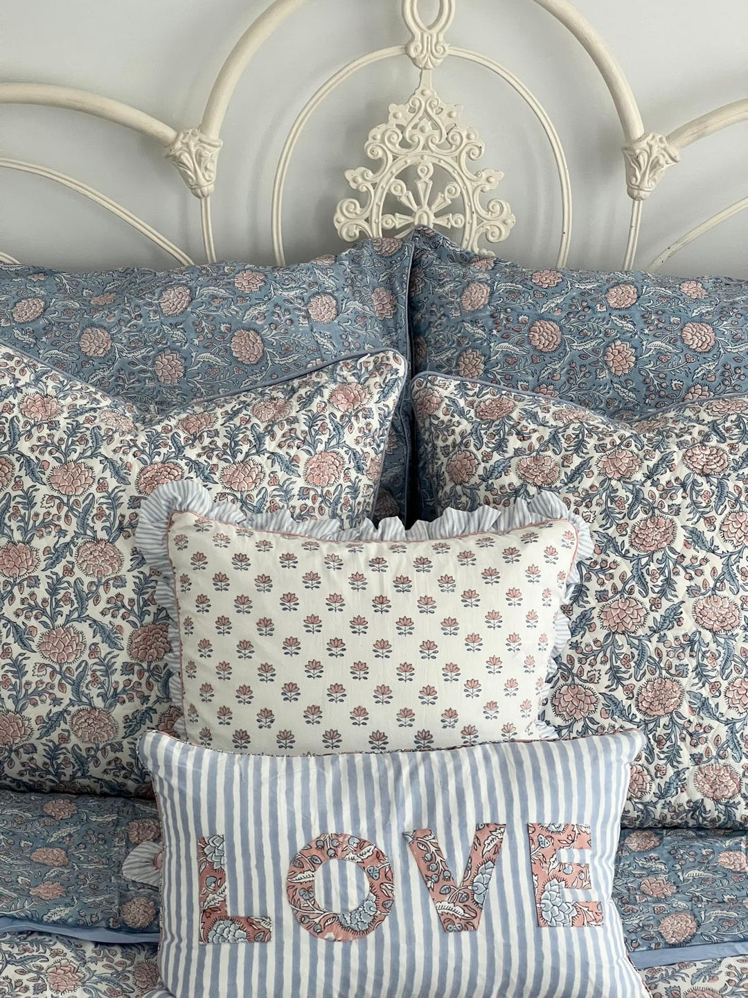 Glacier Blue Johari Hand-Block Printed Pillowcase