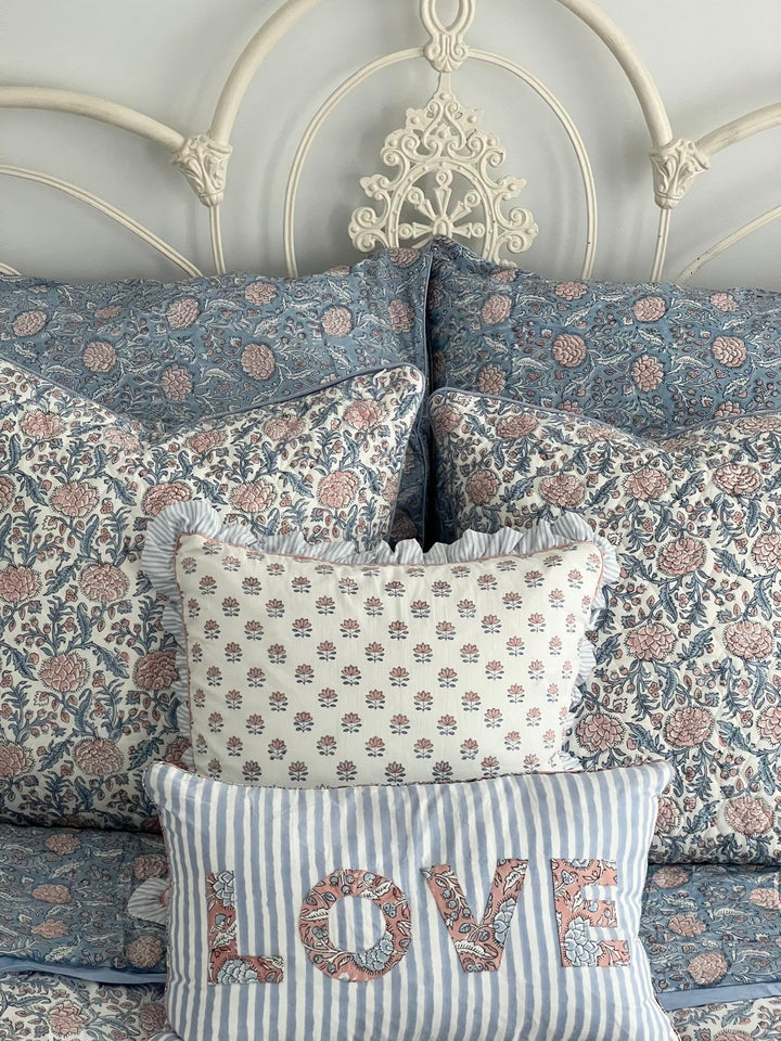Glacier Blue Johari Hand-Block Printed Pillowcase