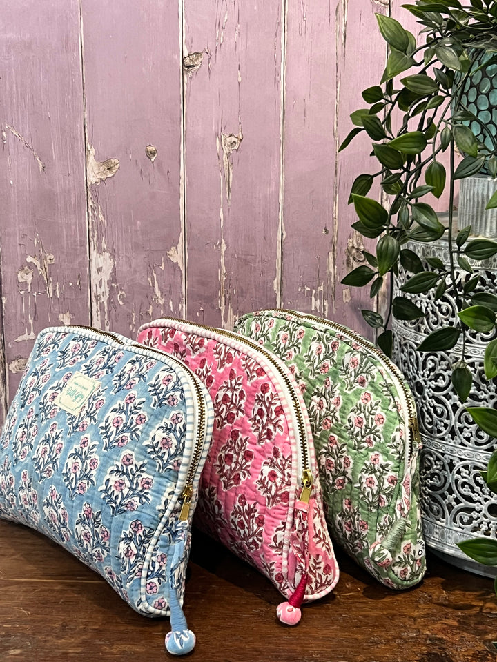Sage and Pink Mogra Makeup Pouch