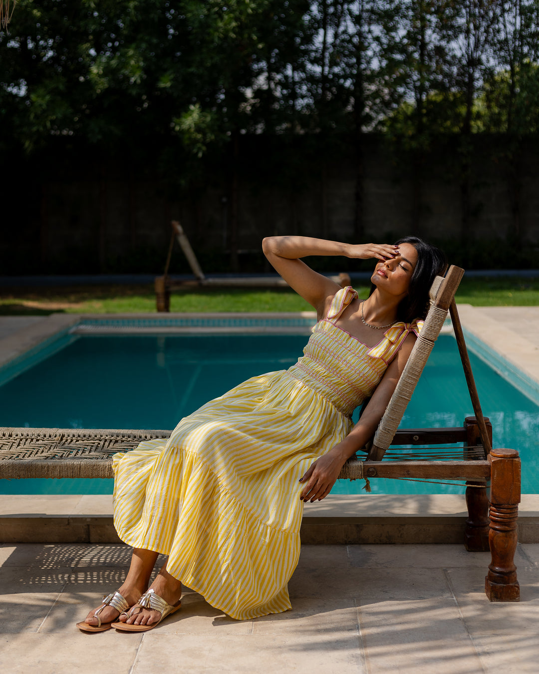 Yasmin Smocked Sundress in Sunshine Yellow - Dilli Grey