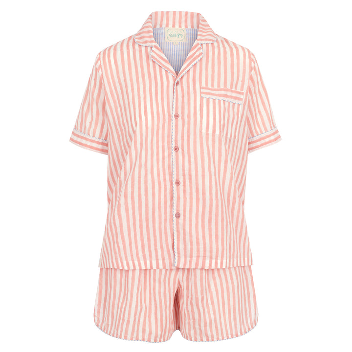 Candy Stripe Shorts PJ set in Dusty Pink - SAMPLE SMALL (no returns)