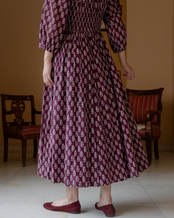 Lara Midi Dress In Burgundy - - delivery beg Nov