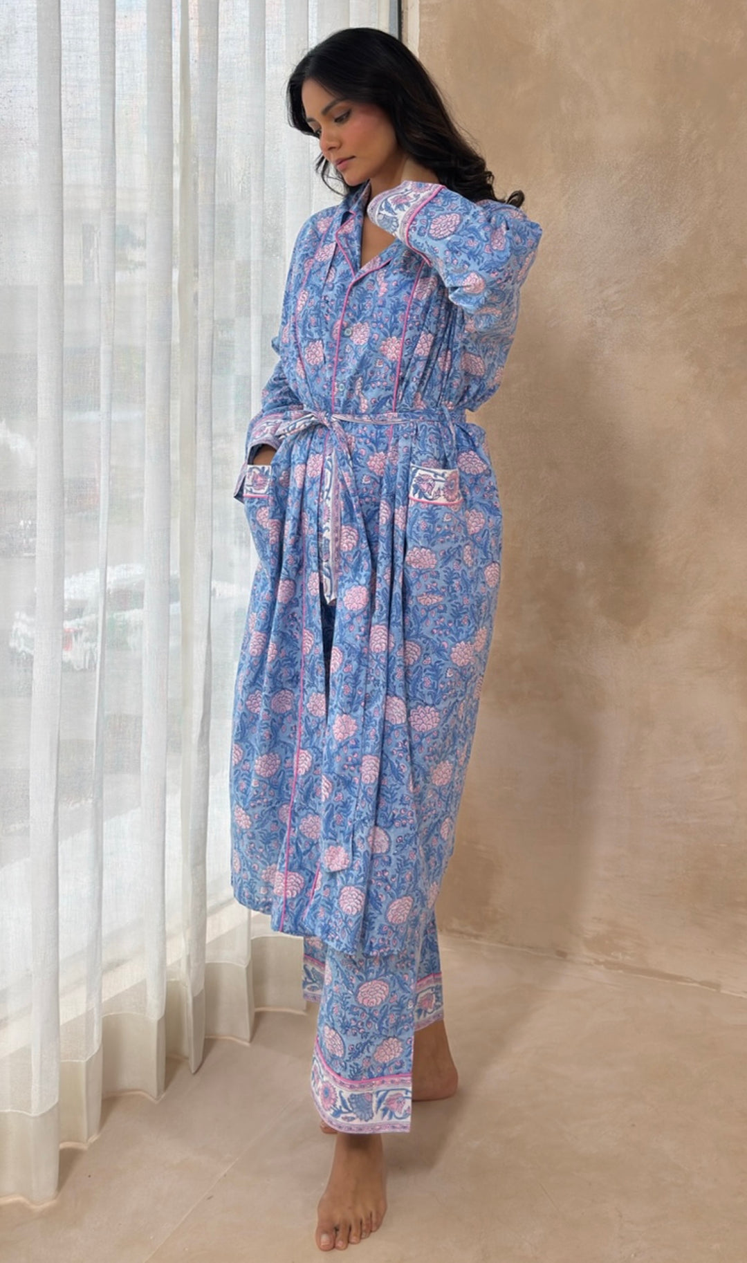 Johari Robe in dusty blue