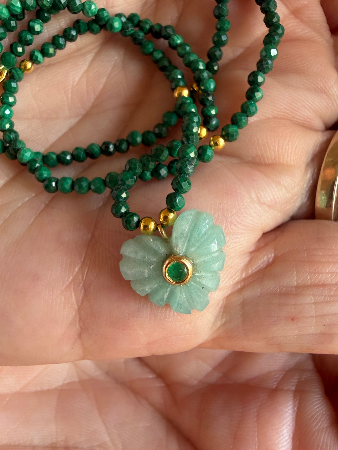Jaipur Carved Heart Necklace in Amazonite - SHIPS 9TH SEPTEMBER