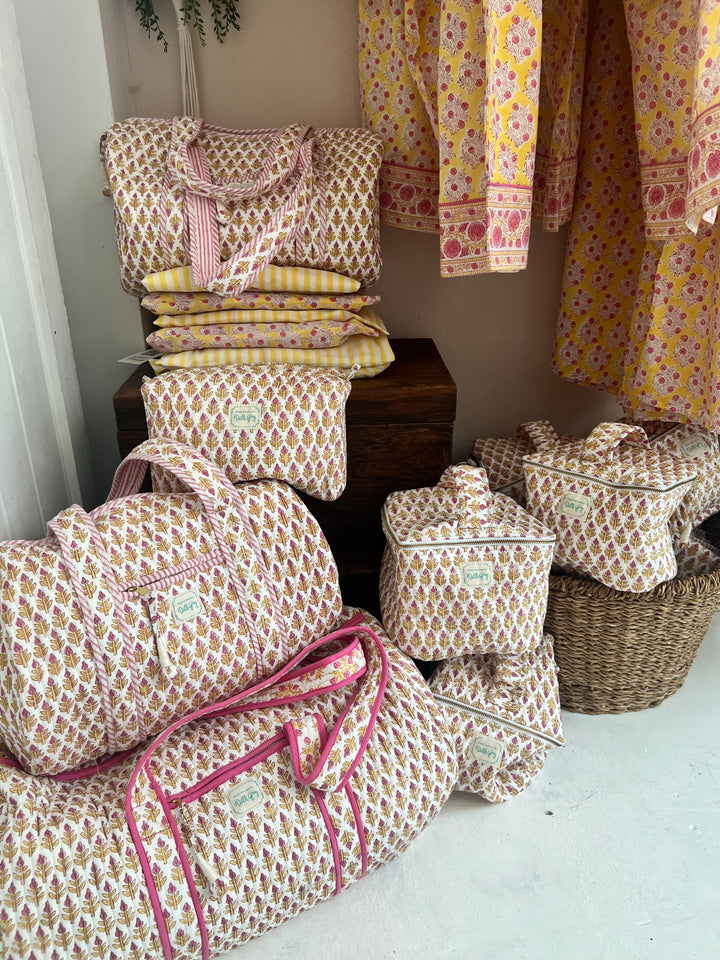 Mini Buta Cosmetics Case in yellow & pink
