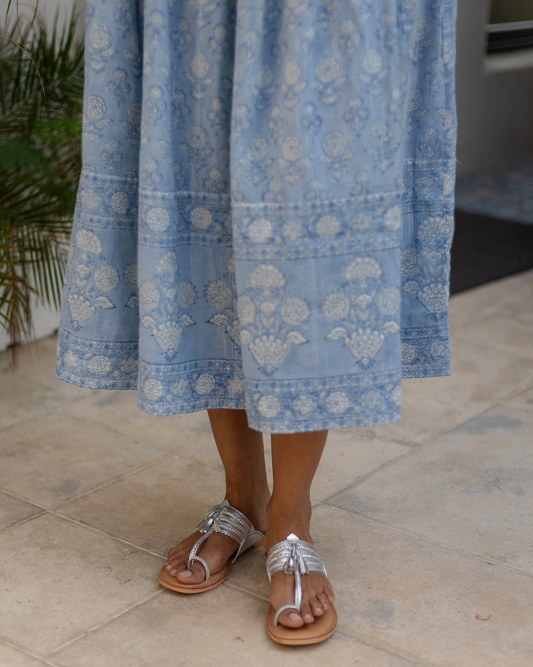 Fifi Flutter Sleeve Midi Dress in Dusty Blue - Dilli Grey