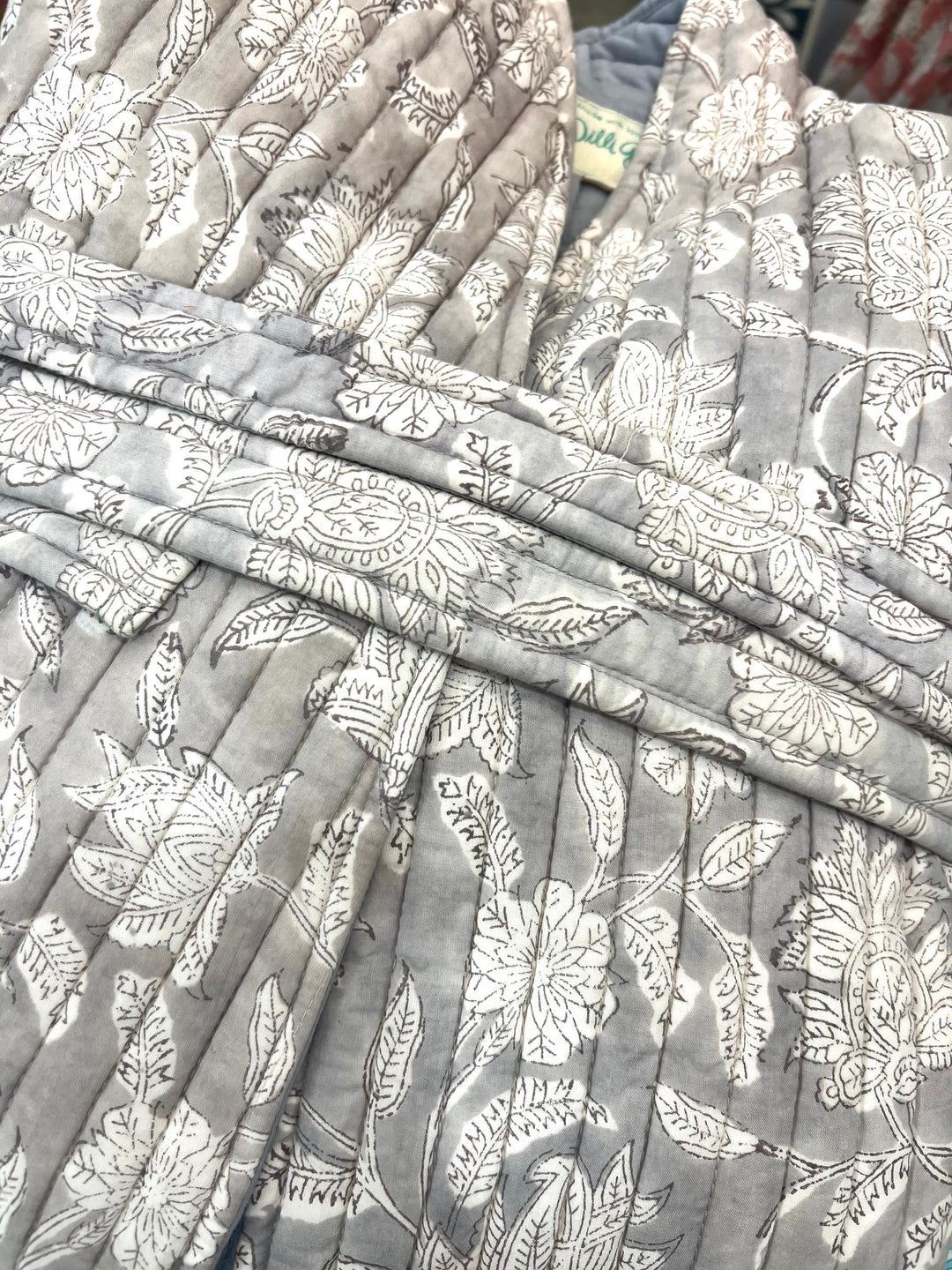 Lunar Grey Champaca Quilted Robe- second samples NO RETURNS - Dilli Grey