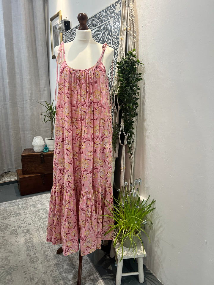 Maxi Sun dress in Pink and yellow  - ARCHIVE SALE NO RETURNS