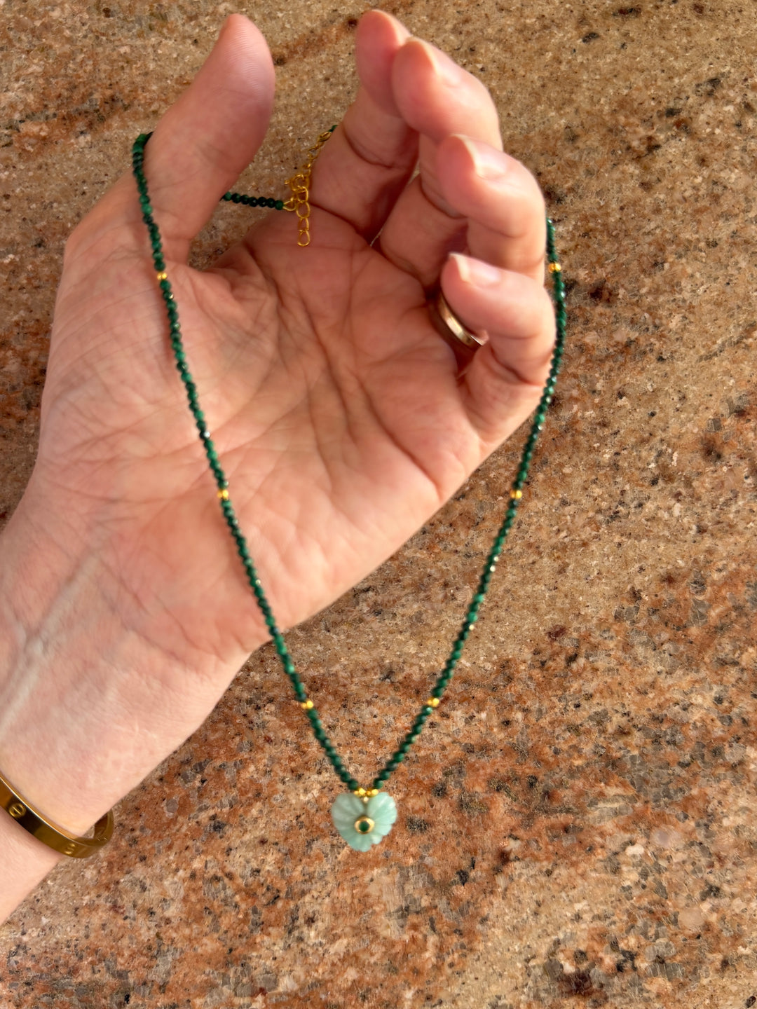 Jaipur Carved Heart Necklace in Amazonite - SHIPS 9TH SEPTEMBER