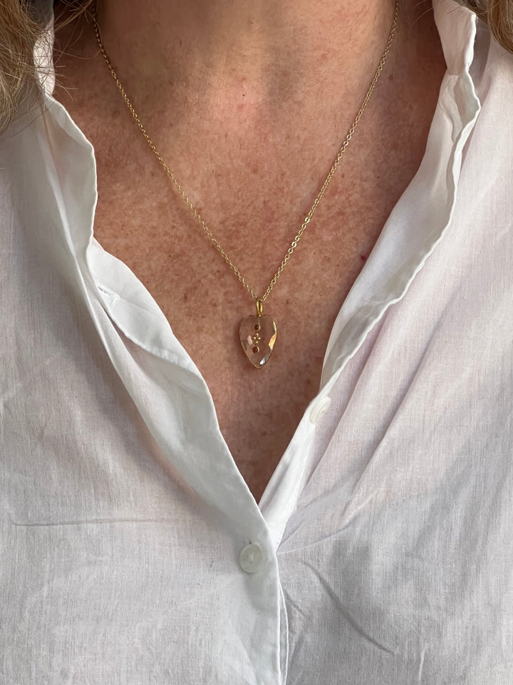 Jaipur Faceted Heart Necklace in Quartz