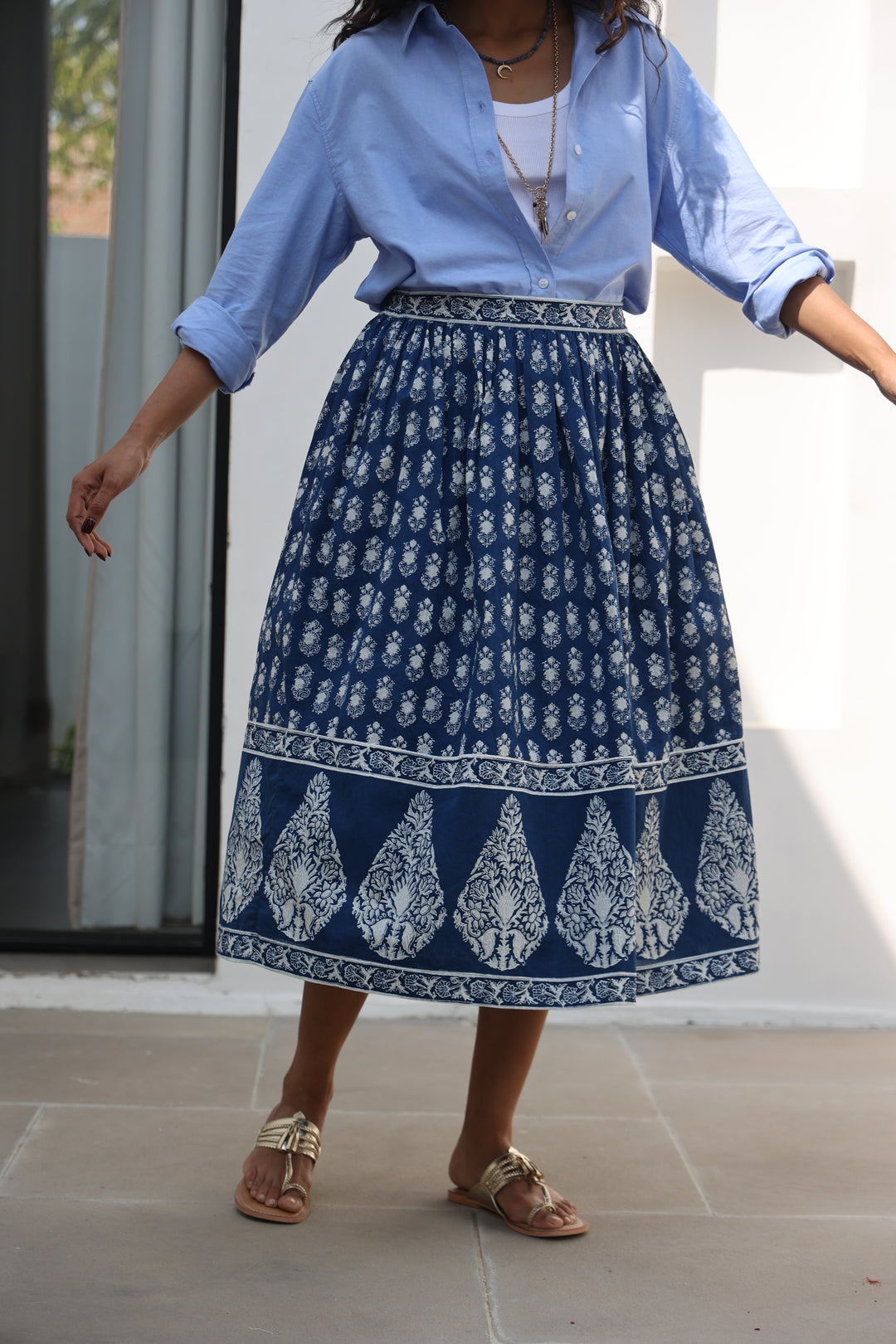 Suri Border Midi Skirt in Midnight - Dilli Grey