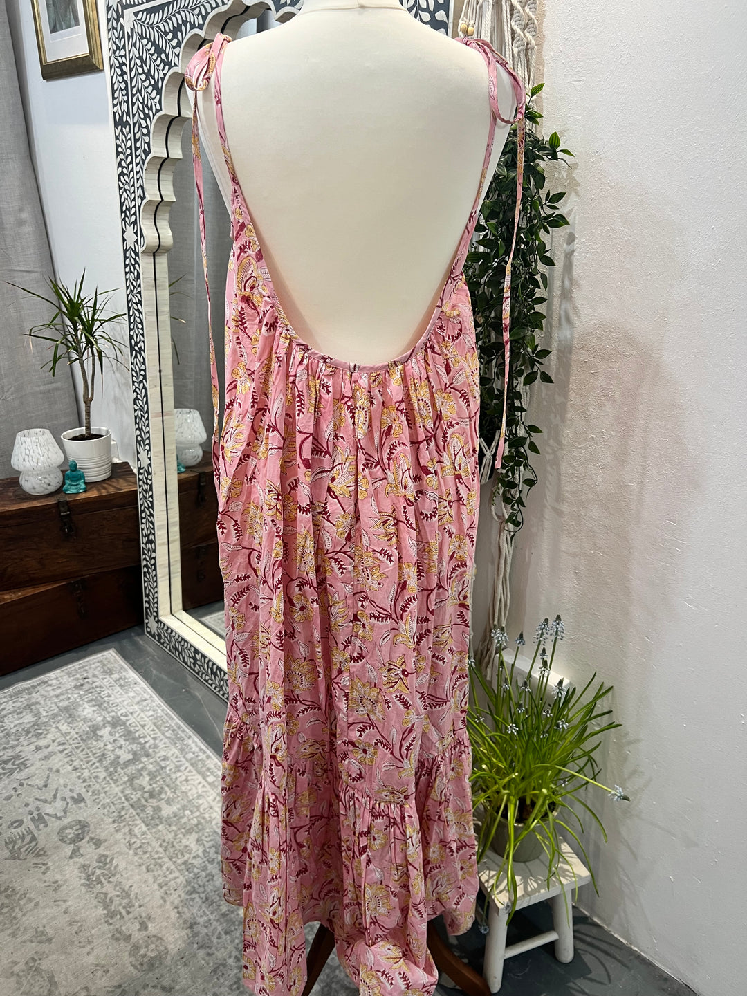 Maxi Sun dress in Pink and yellow  - ARCHIVE SALE NO RETURNS
