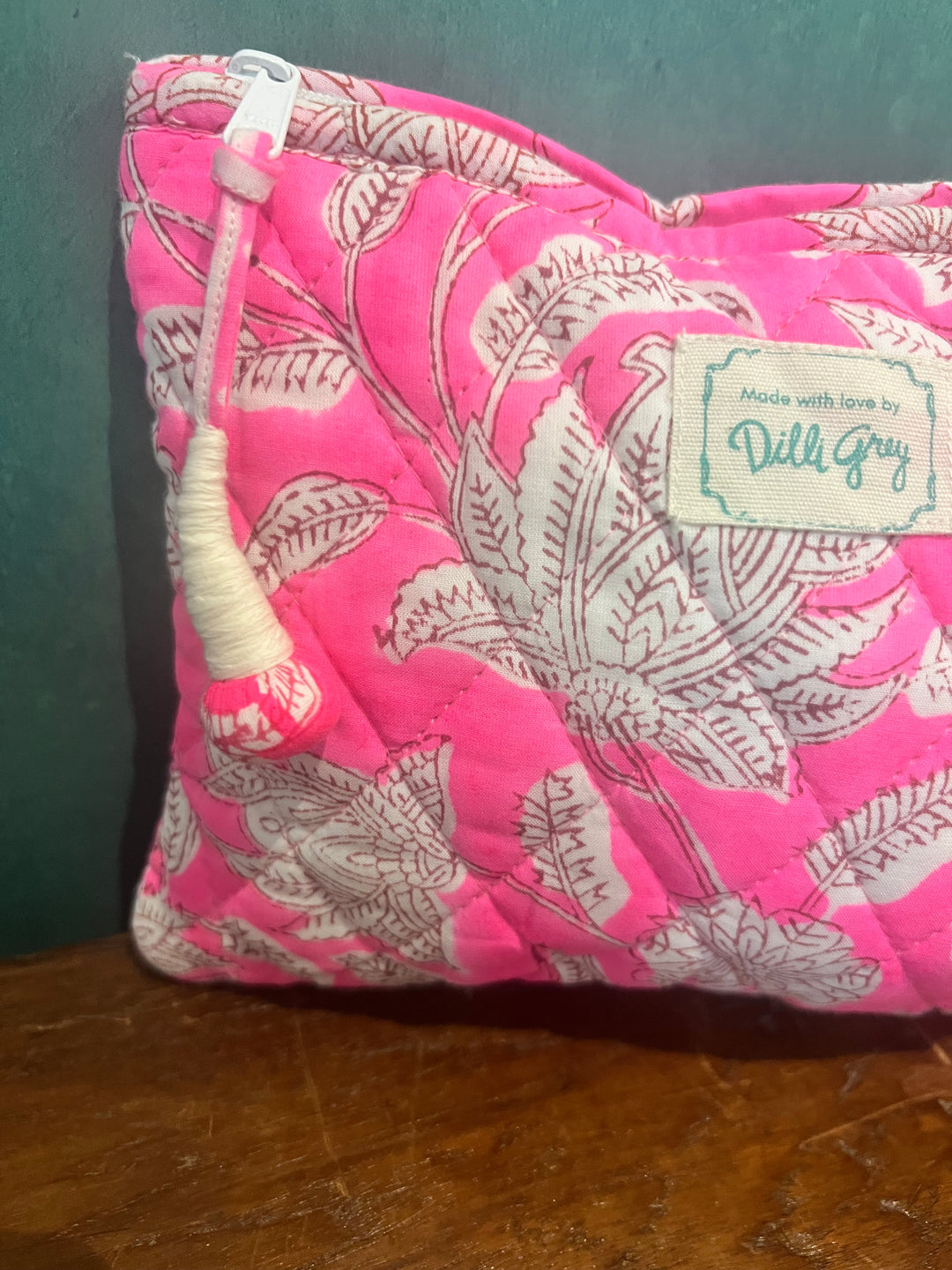 Neon pink champaca quilted mini Pouch