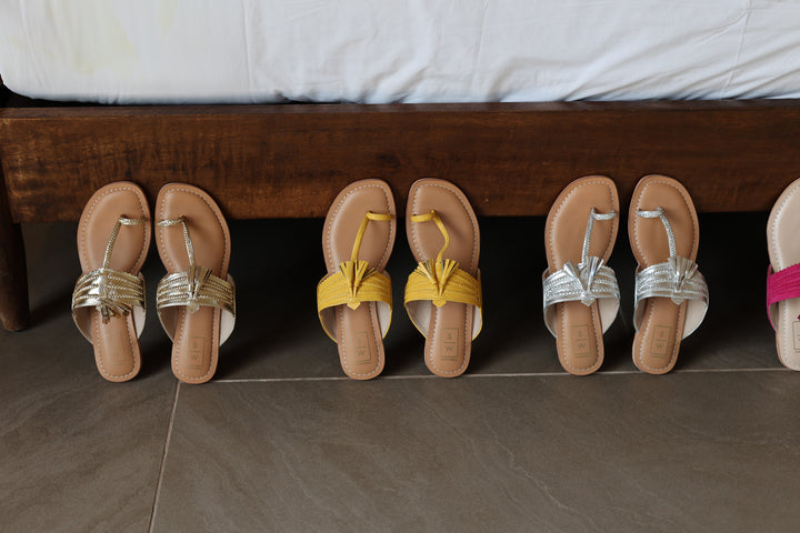 Kohlapuri hand made sandals in soft gold - Dilli Grey
