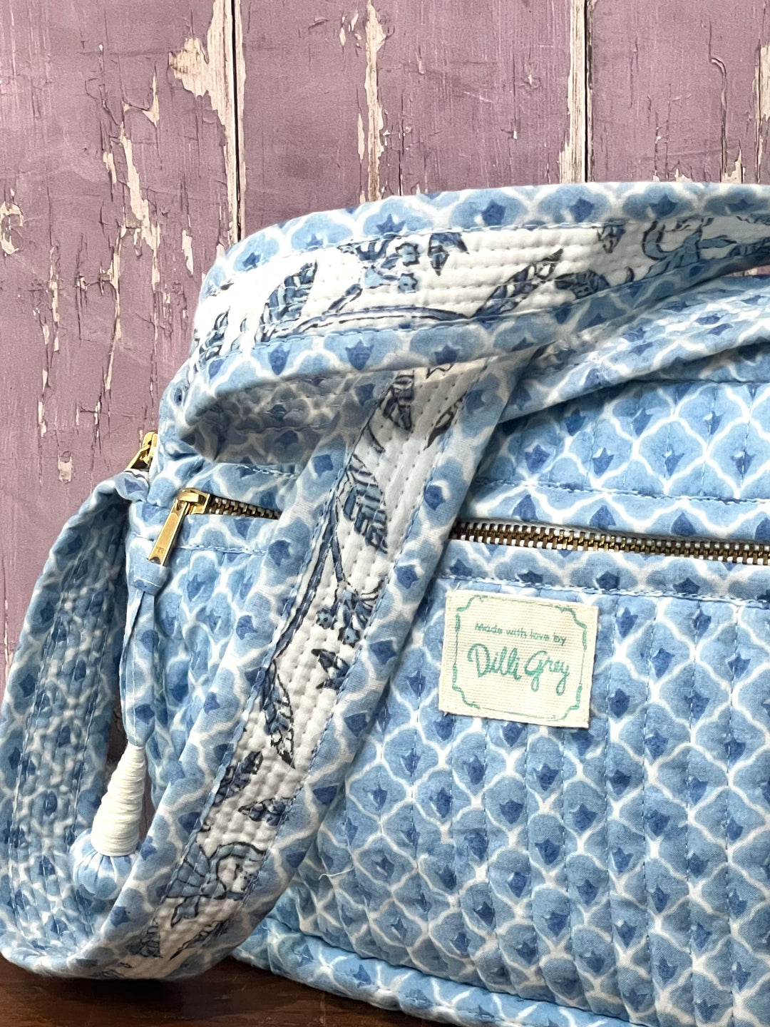 New cross body bag in blue mini buta