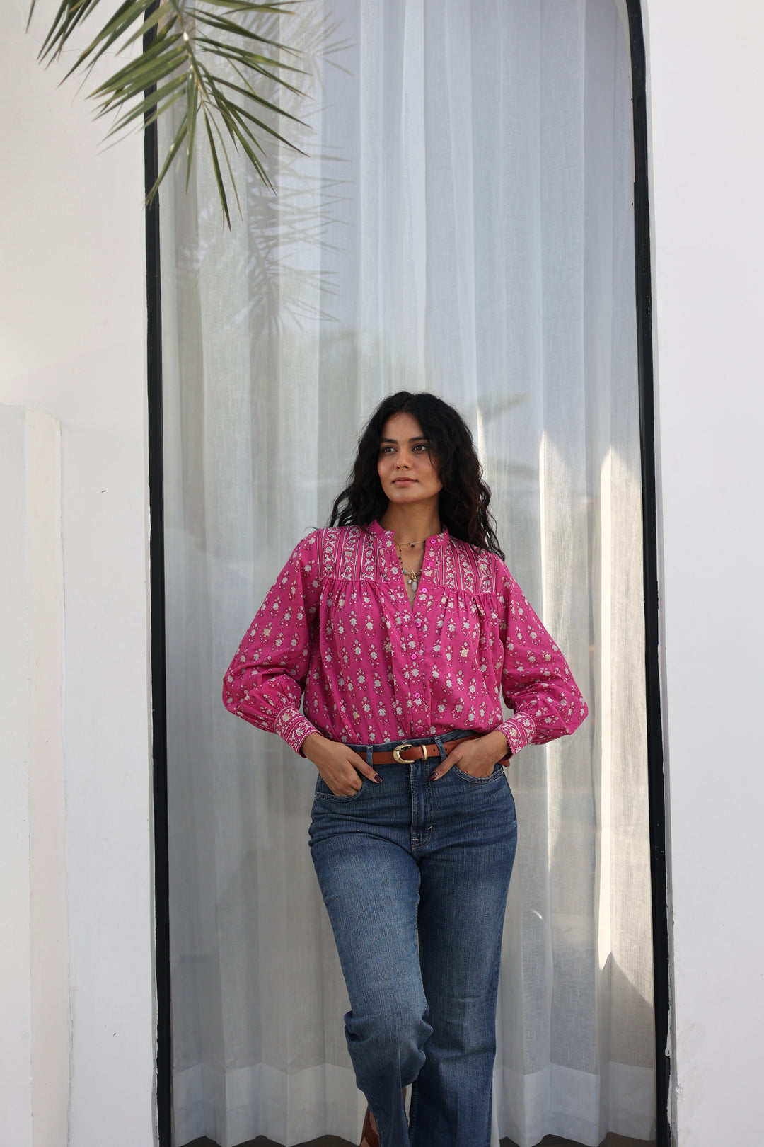 Sammia shirt in Magenta - Dilli Grey