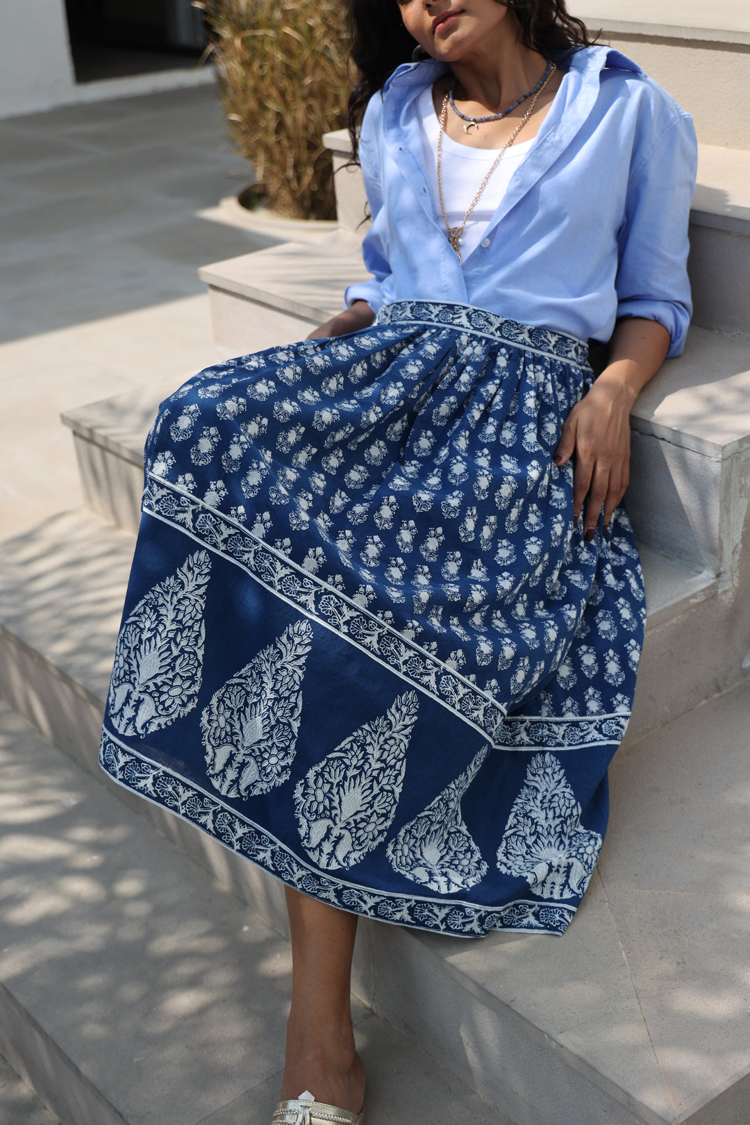 Suri Border Midi Skirt in Midnight - Dilli Grey