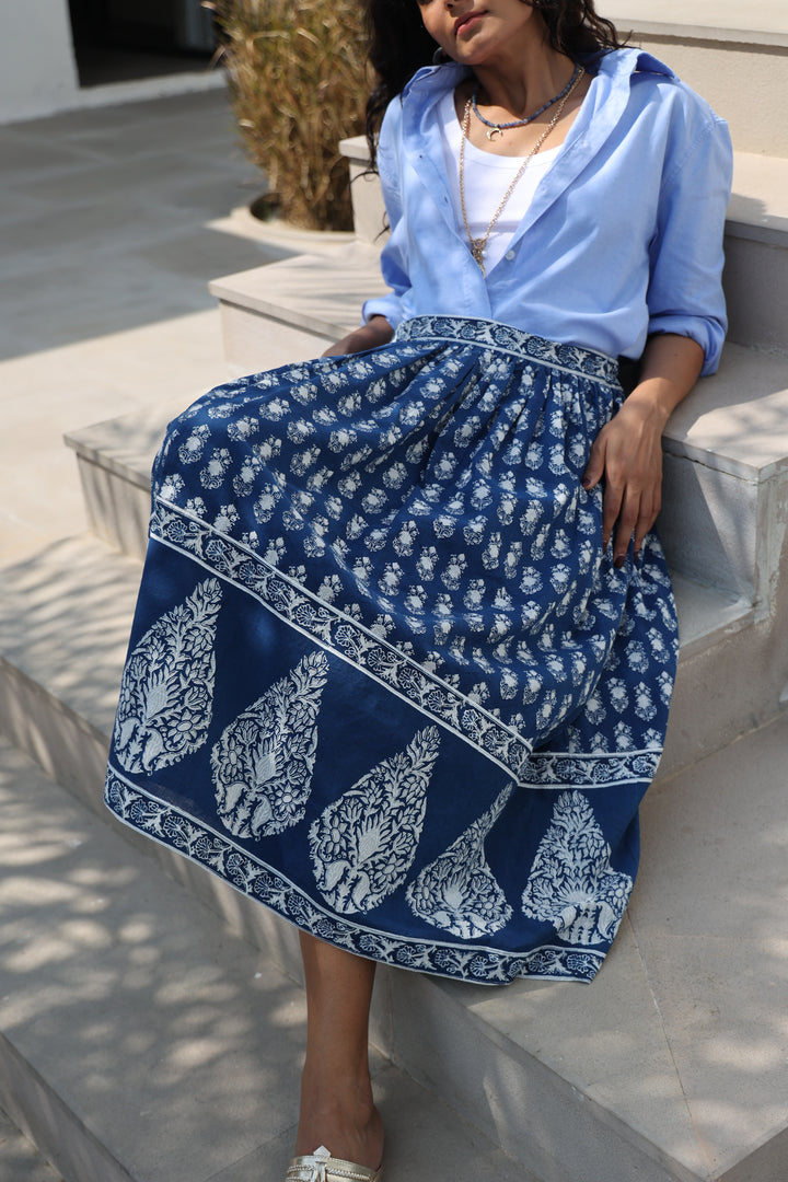 Suri Border Midi Skirt in Midnight - Dilli Grey