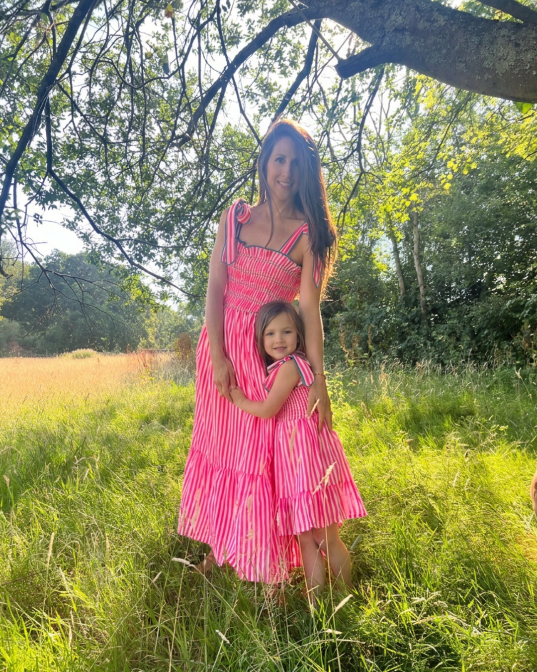 Mini Yasmin Smocked Sundress in Neon Pink