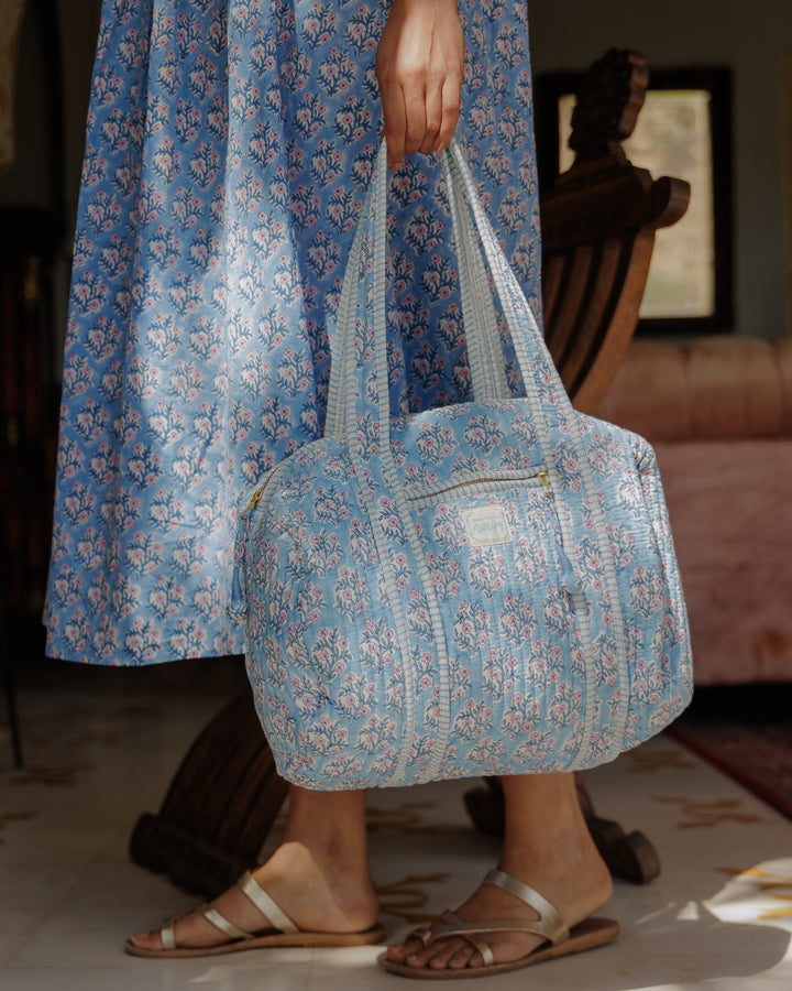 Dusty Blue and Lavender Mogra Mini Bowling Bag