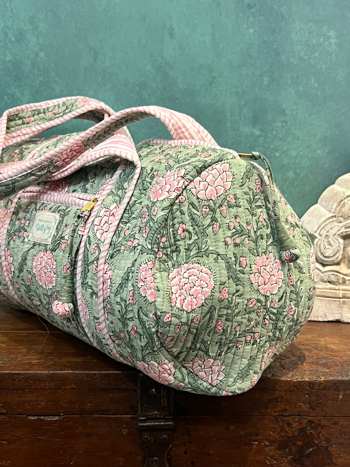 Johari Mini Bowling Bag in sage & pink