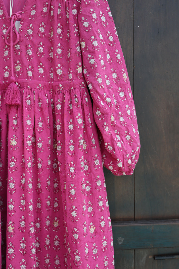 Fifi Boho Midaxi Dress in Magenta - Dilli Grey