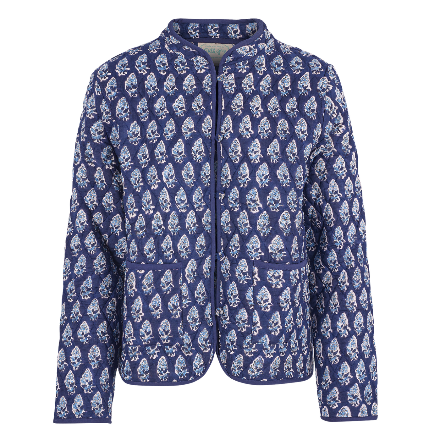 Nehru collar buta jacket in midnight