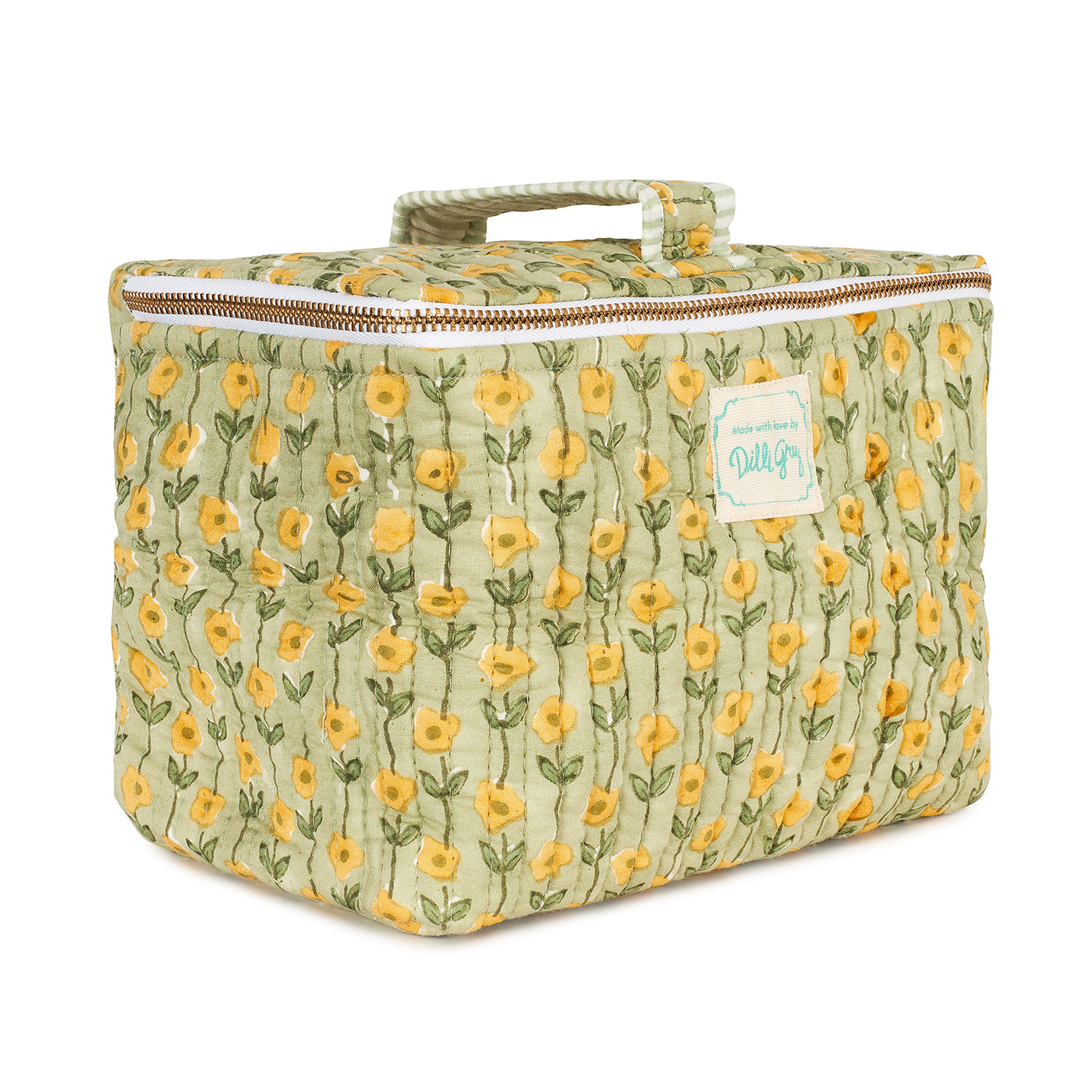 Sage and Yellow Flower Jaal Cosmetics Case