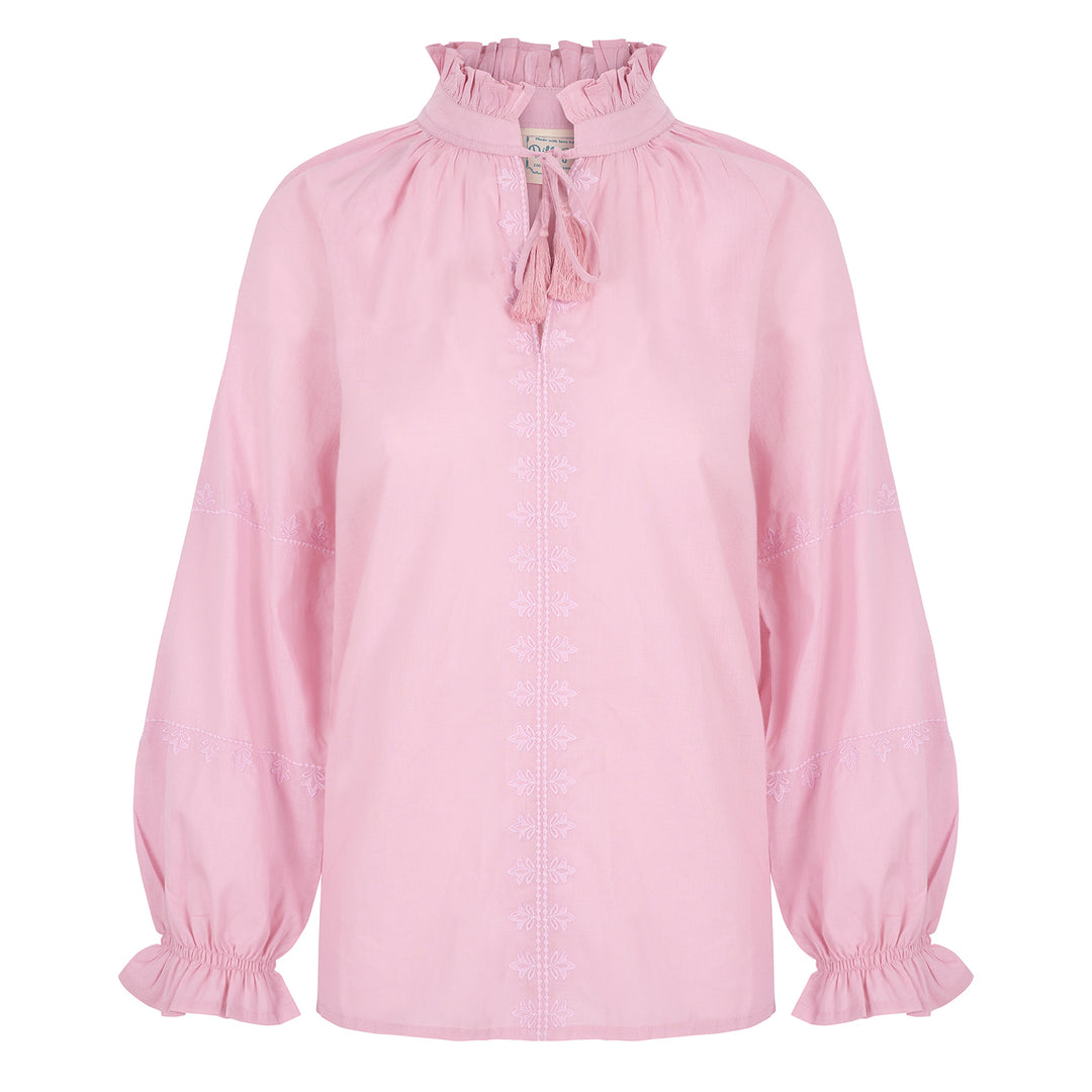 Jyoti tassel-tie blouse in dusty pink