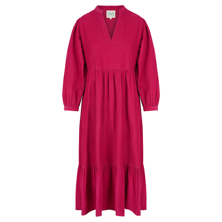 Florence Cord Dress In Cherry