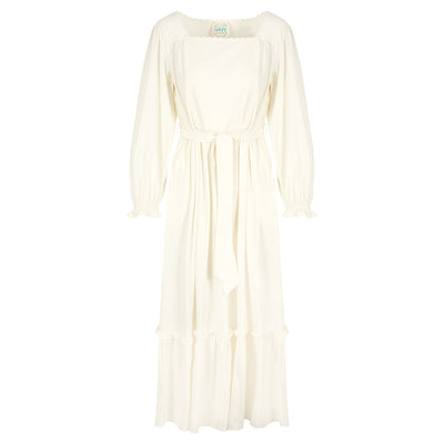 Harper Cord Dress in Winter White