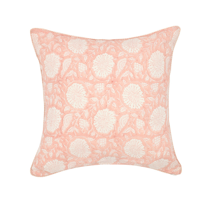 Marigold Kantha Stitched Cushion in Dusty Pink