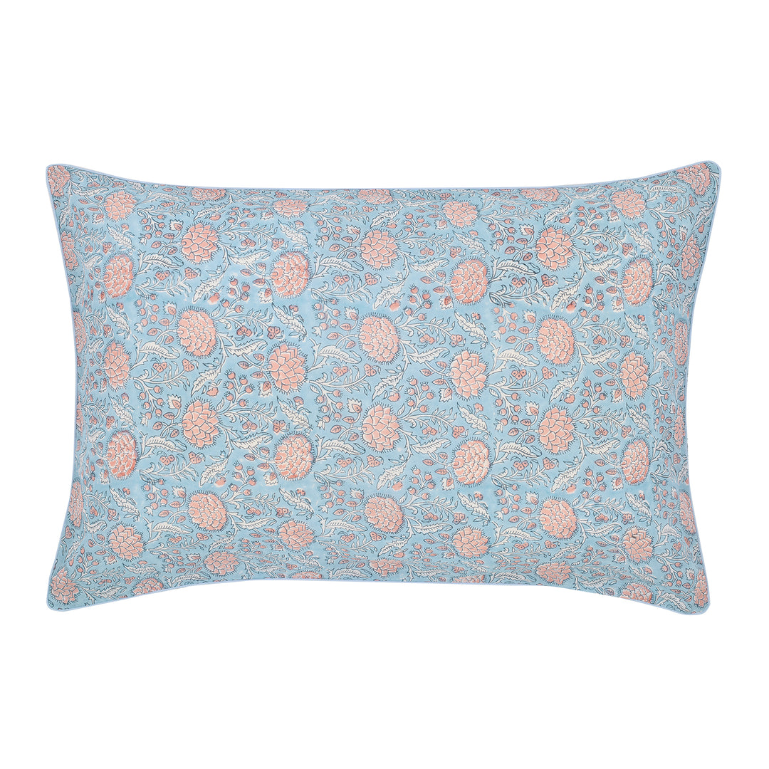 Glacier Blue Johari Hand-Block Printed Pillowcase