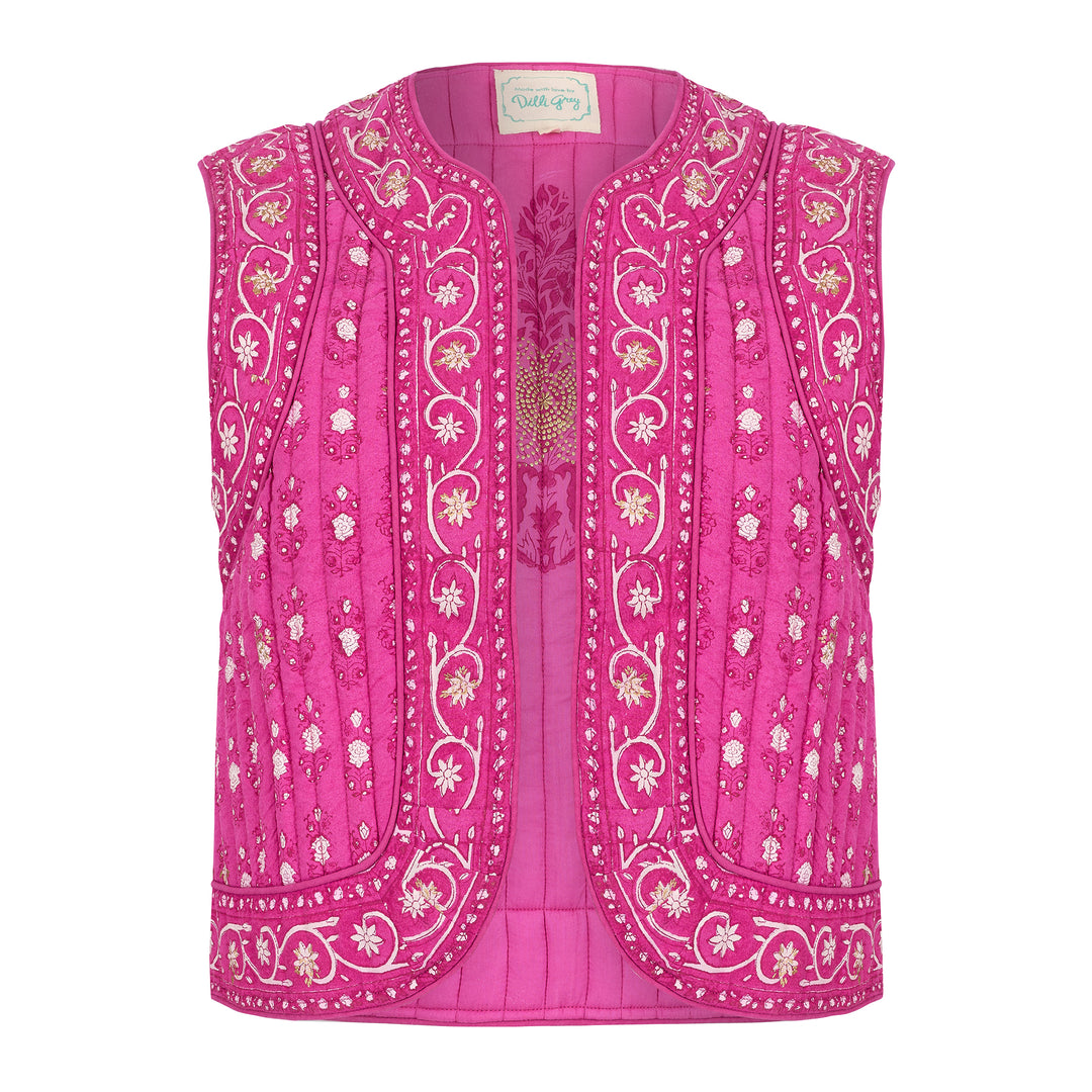 Saffron Reversible Gilet in Magenta - Dilli Grey