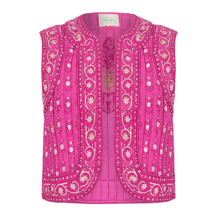 Saffron Reversible Gilet in Magenta - Dilli Grey
