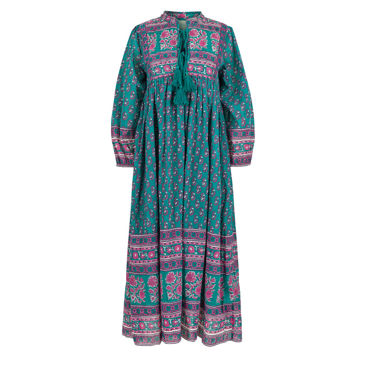 Priya Midi Dress In Teal and Magenta - Dilli Grey