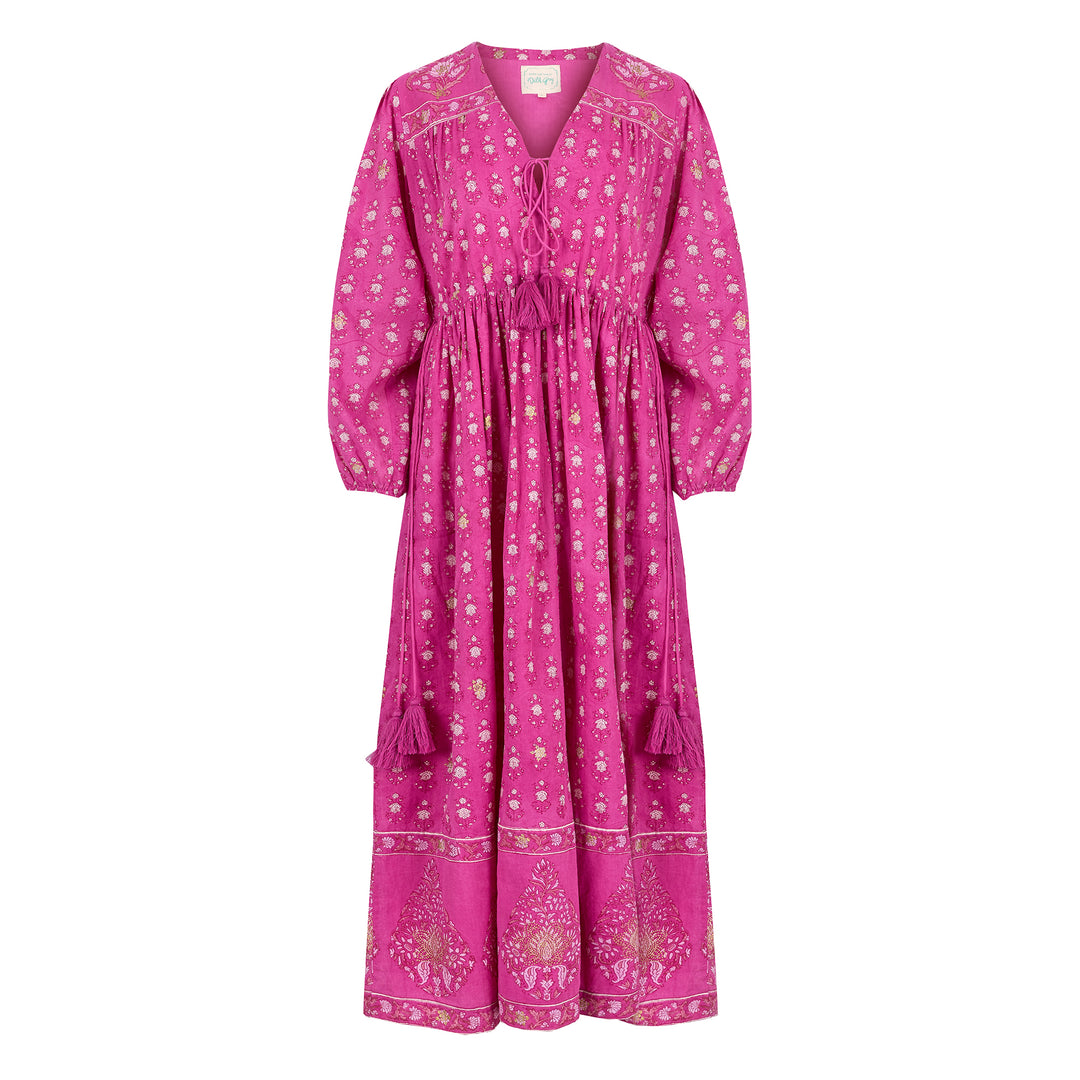 Fifi Boho Midaxi Dress in Magenta - Dilli Grey