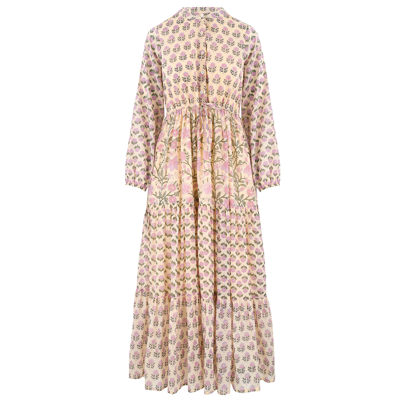 Ellie patchwork maxi dress in sage and pink