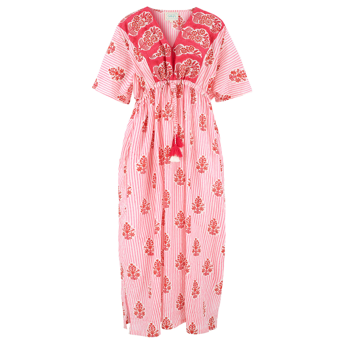 Tilly stripe and bhuta maxi kaftan dress in pink