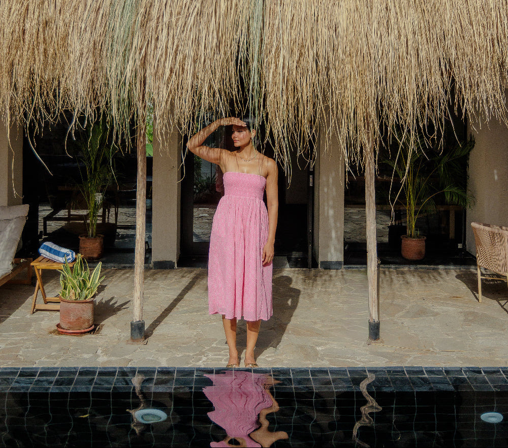 Asha 2-in-1 Maxi Skirt & Bandeau Dress in Pink - Dilli Grey