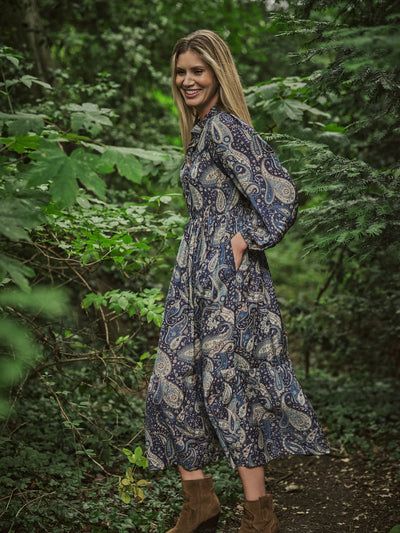 SWATI PAISLEY DRESS IN MIDNIGHT