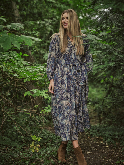 SWATI PAISLEY DRESS IN MIDNIGHT