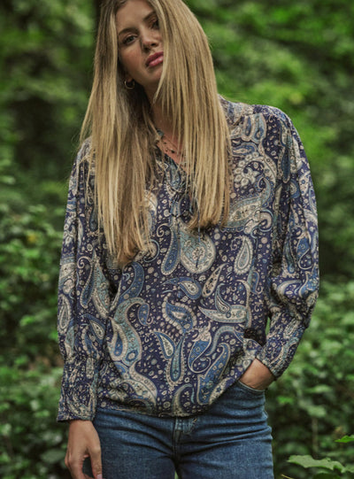SWATI PAISLEY TOP IN MIDNIGHT