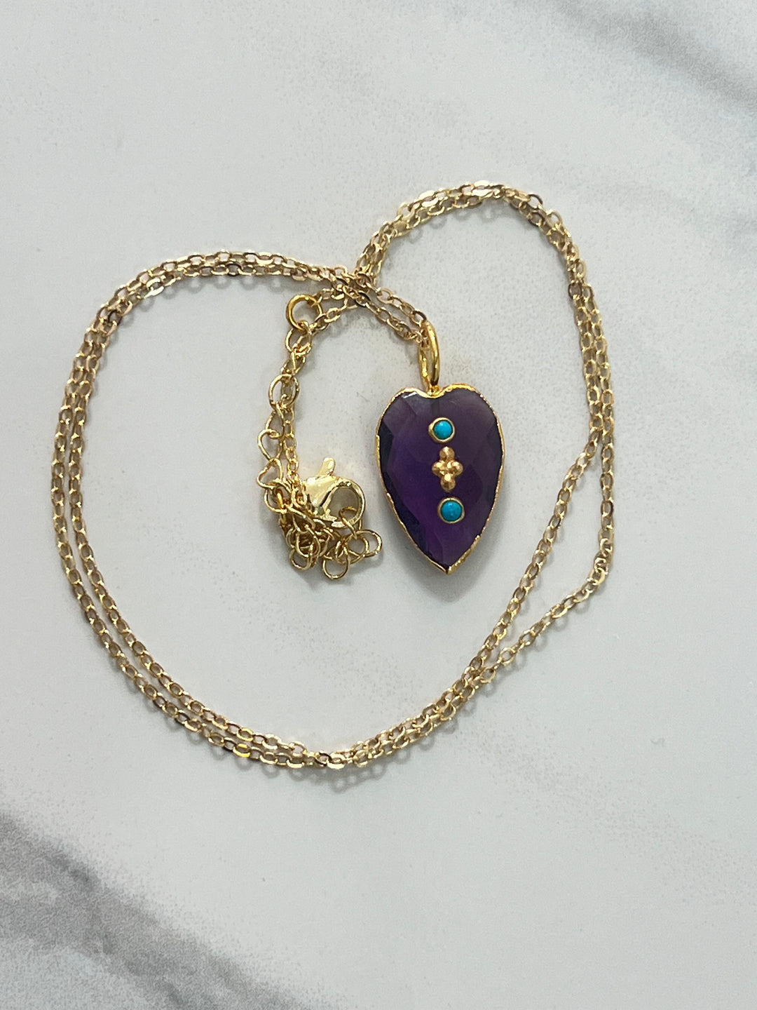 Jaipur Faceted Heart Necklace in Amethyst