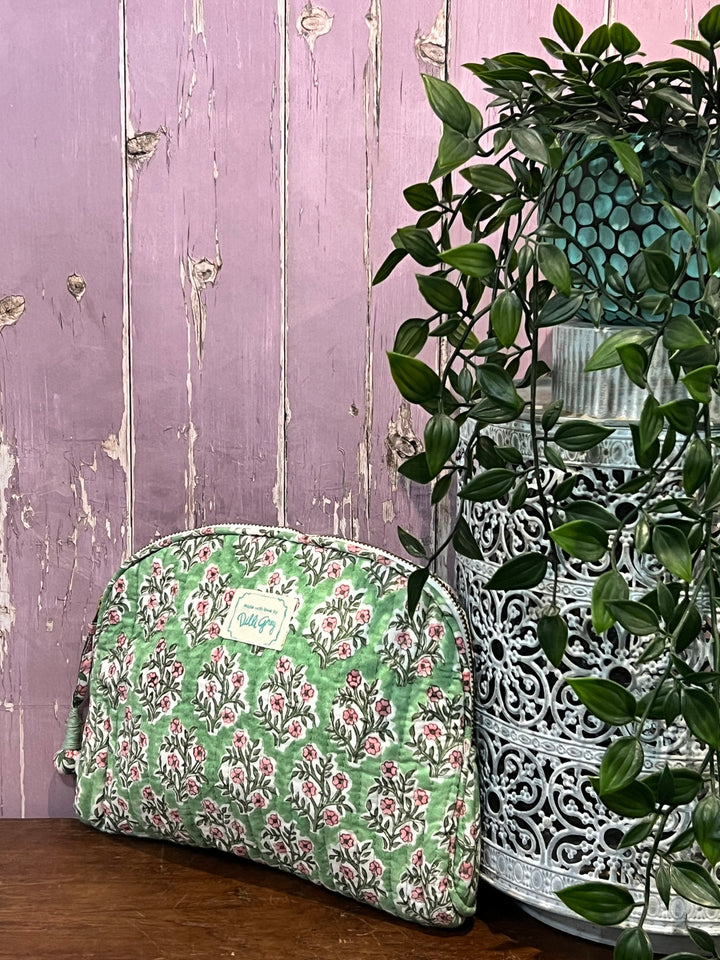 Sage and Pink Mogra Makeup Pouch