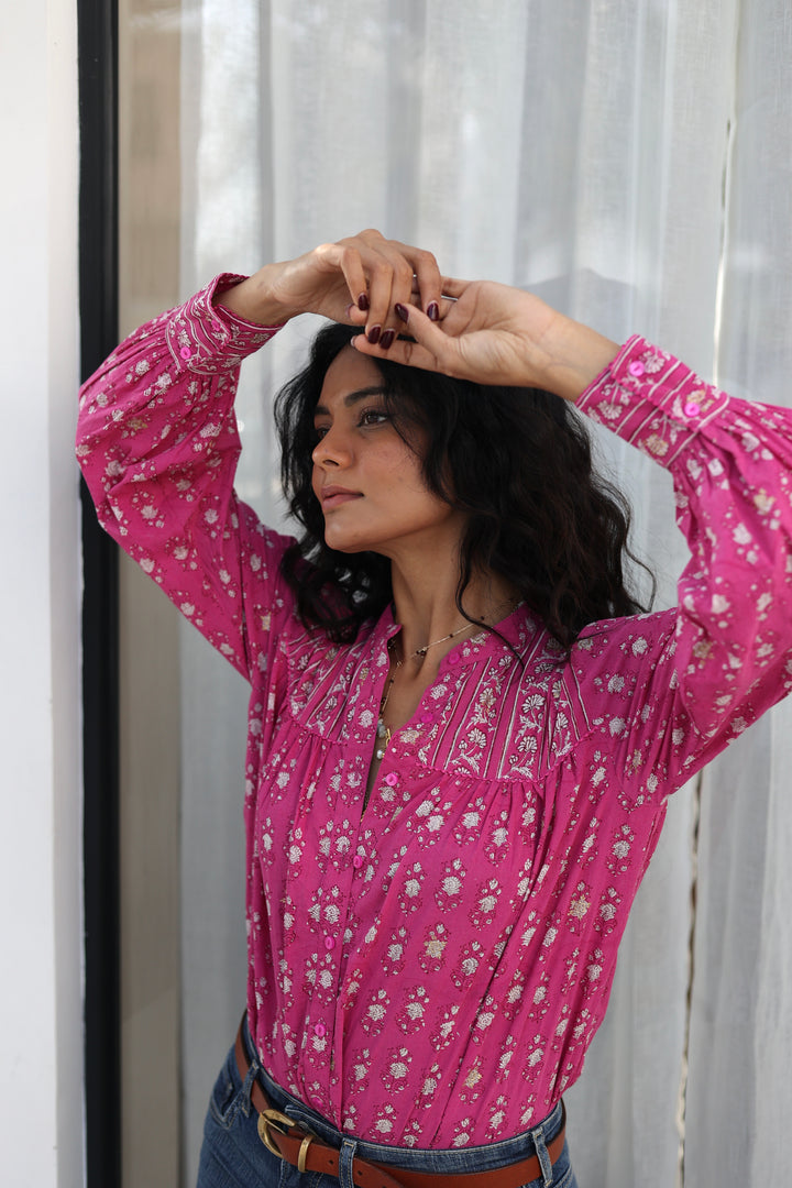 Sammia shirt in Magenta - Dilli Grey