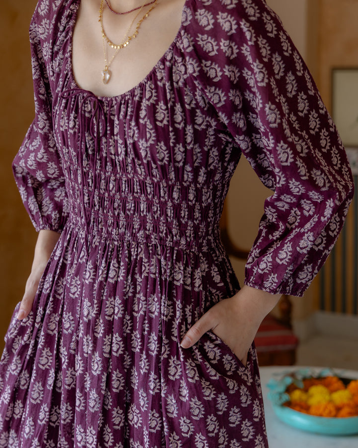Lara Midi Dress In Burgundy - - delivery beg Nov