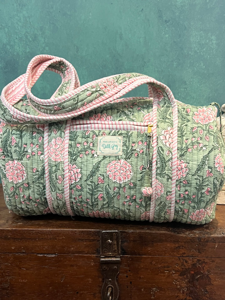 Johari Mini Bowling Bag in sage & pink